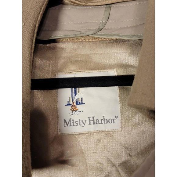 Vintage Misty Harbor Tan Long Double-Breasted  Trench Coat 50R - Picture 2 of 8